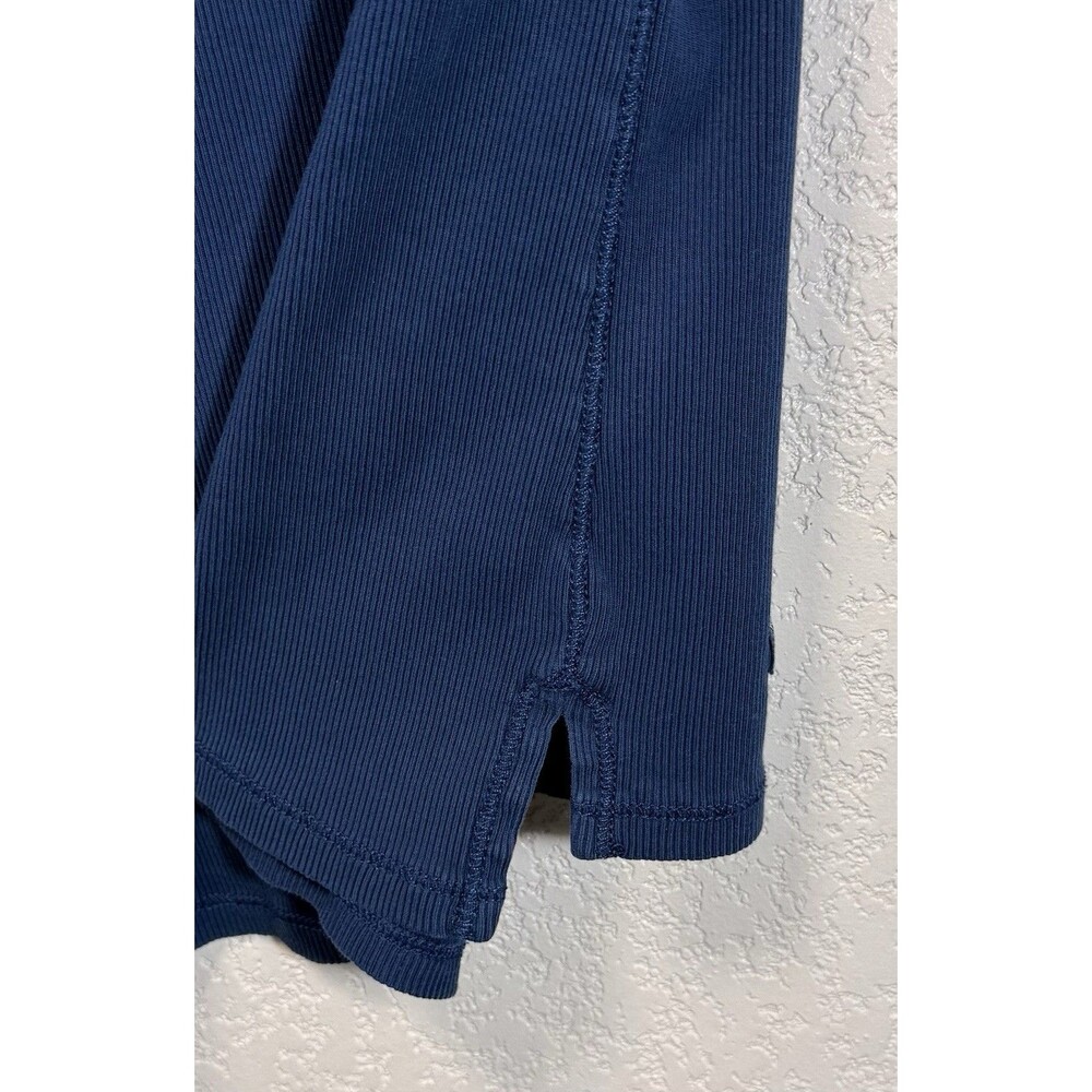 Lauren Ralph Lauren Women’s XL Blue Ribbed Lace Up V Neck Cotton T Shirt - Picture 9 of 9
